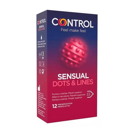 Control Sensual Dots & Lines Preservativo Puntos y Estrías 12uds