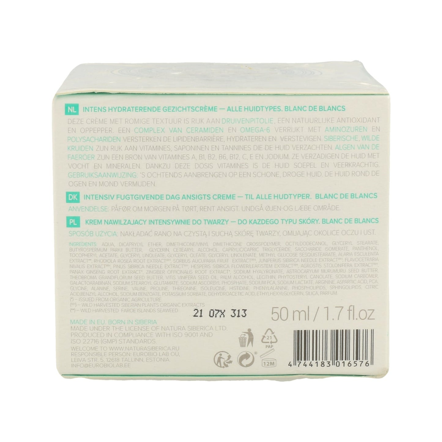 Natura Siberica Crema Facial de Día Hidratación Intensiva Blanc de Blancs 50ml