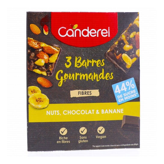 Canderel 3 Barritas gourmet Nueces Chocolate & Plátano 3 X35 g