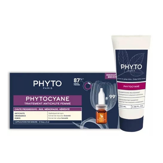 Phytocyane Kit Anticaída Progresiva Mujer 12 ampollas + Champú 100ml