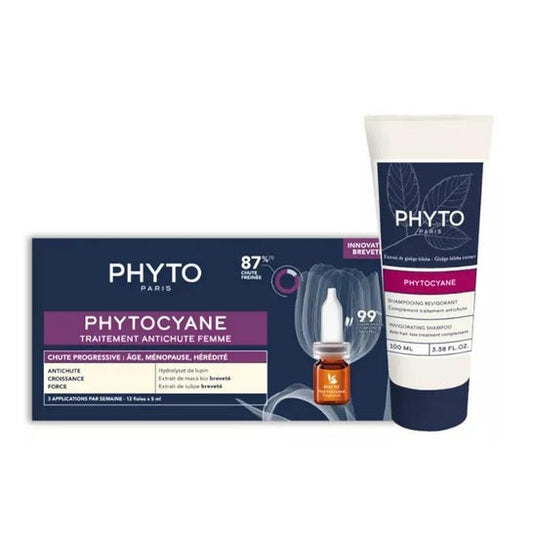 Phytocyane Kit Anticaída Progresiva Mujer 12 ampollas + Champú 100ml