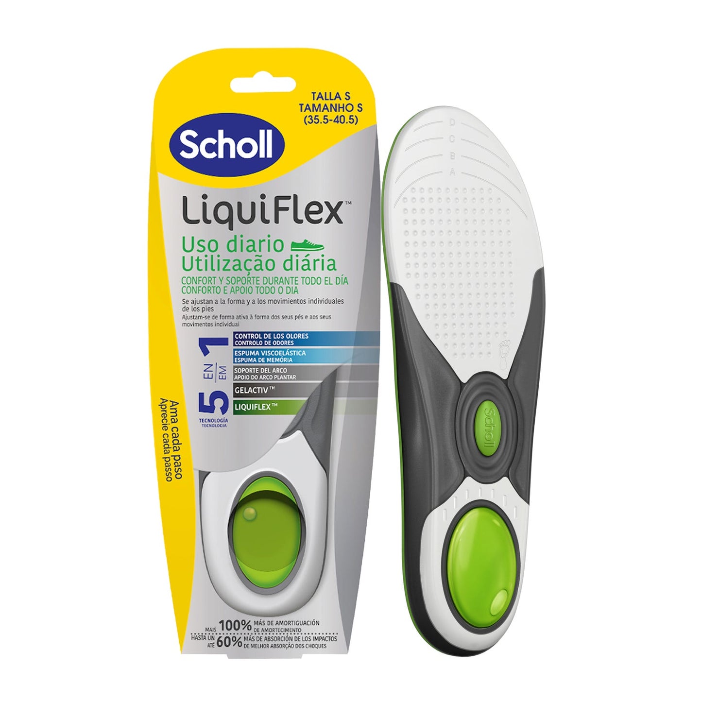 Scholl LiquiFlex Plantillas Uso Diario Talla S 1 Par