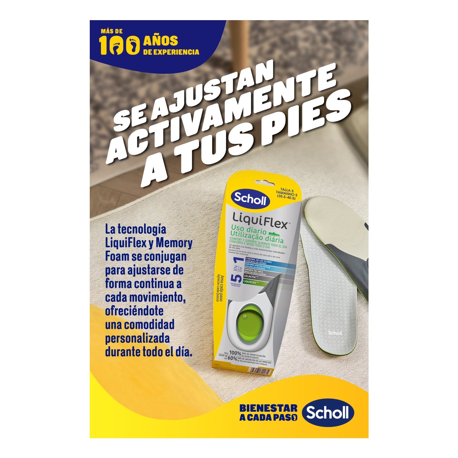Scholl LiquiFlex Plantillas Uso Diario Talla S 1 Par