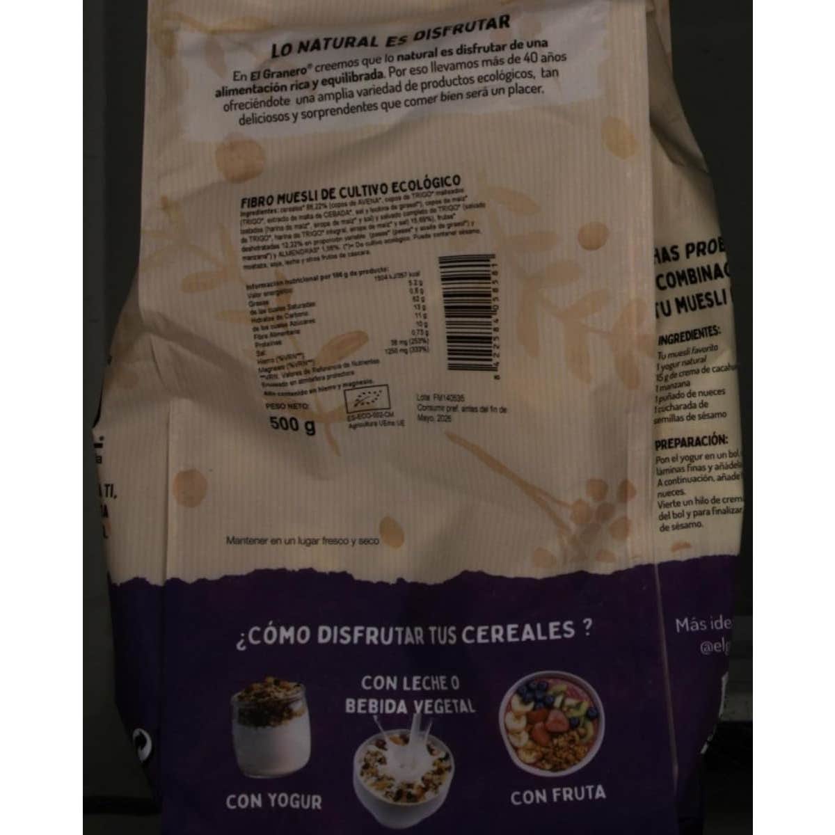 El Granero Integral Fibro Muesli Bio 500g