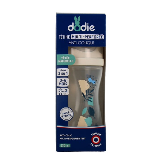 Dodie Biberón Tetina Multiperforada Flujo 2 +3 M Azul 270 ml