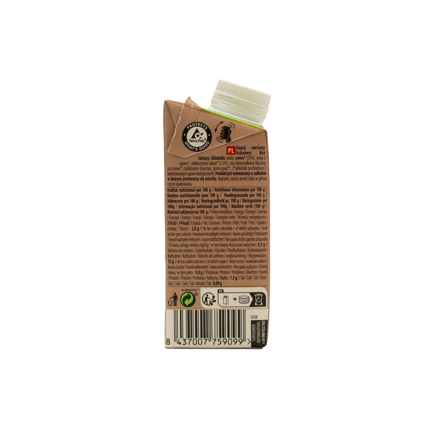 Naturgreen Bebida Ecológica de Avena y Cacao 200ml