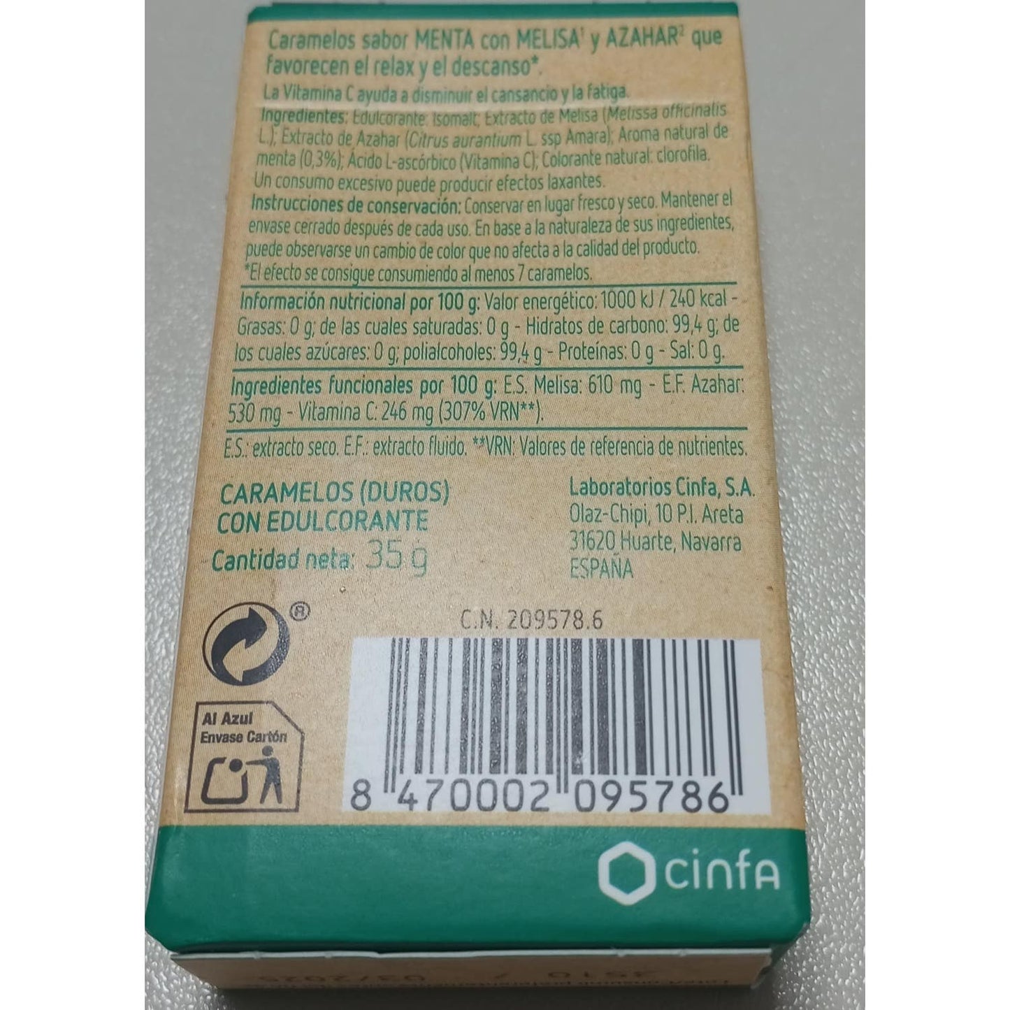 Santé Verte Caramelos Menta con Melisa y Azahar Bio 35g