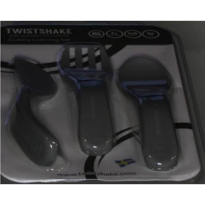 Twistshake Set de Cubiertos de Aprendizaje +6 Meses Gris