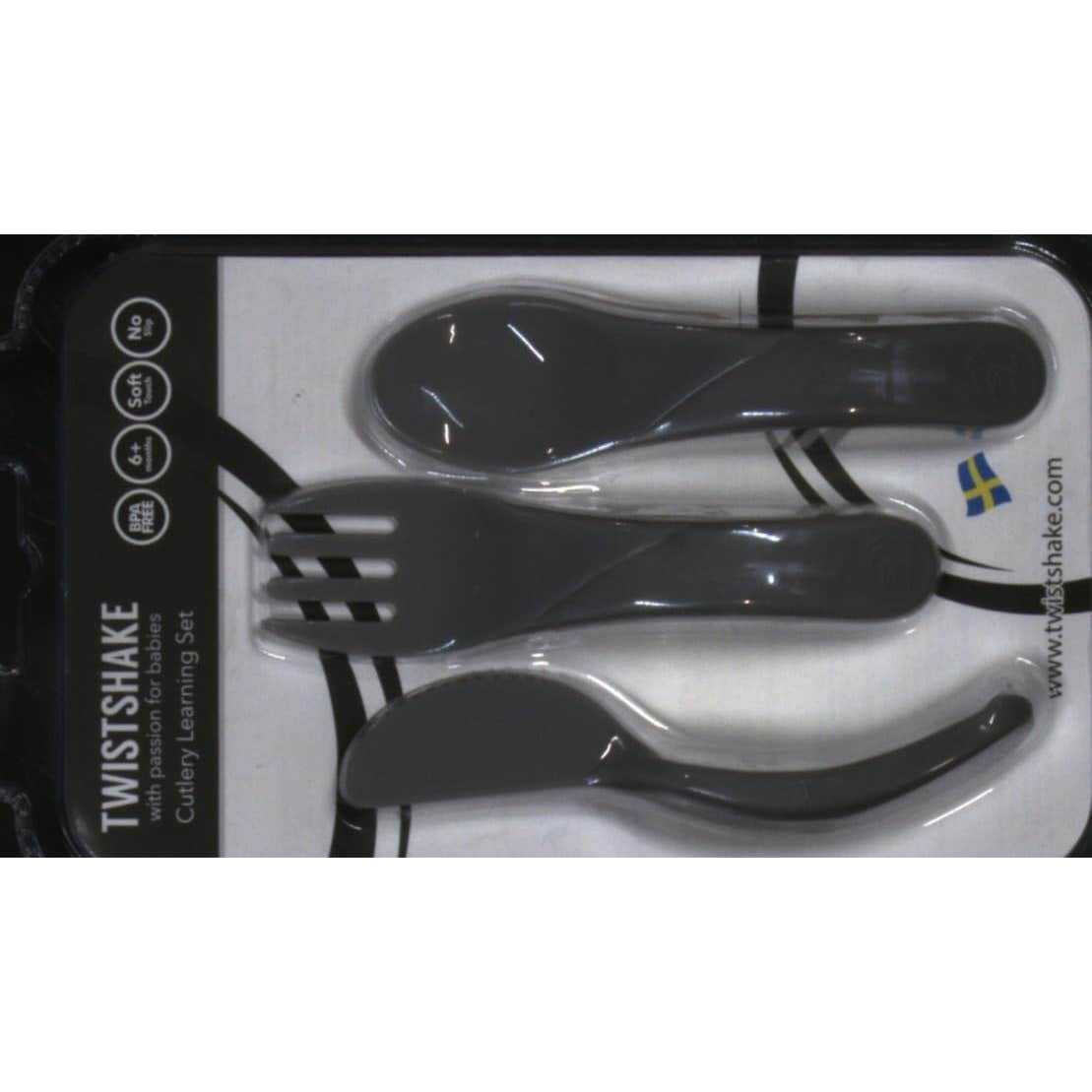 Twistshake Set de Cubiertos de Aprendizaje +6 Meses Gris