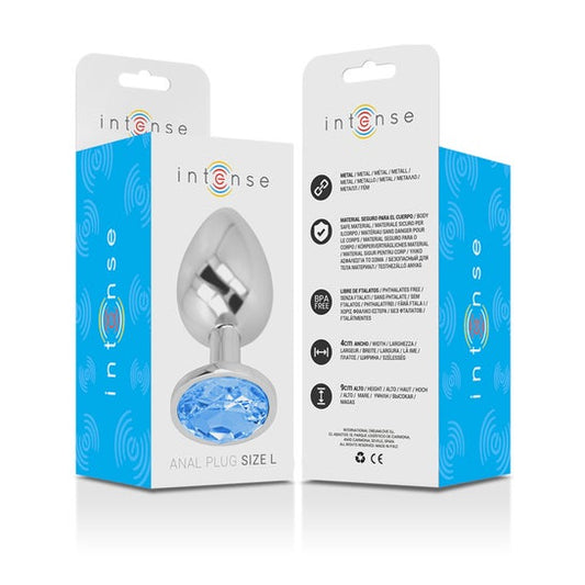 Intense Plug Anal Metal con Cristal Azul Talla L 1ud