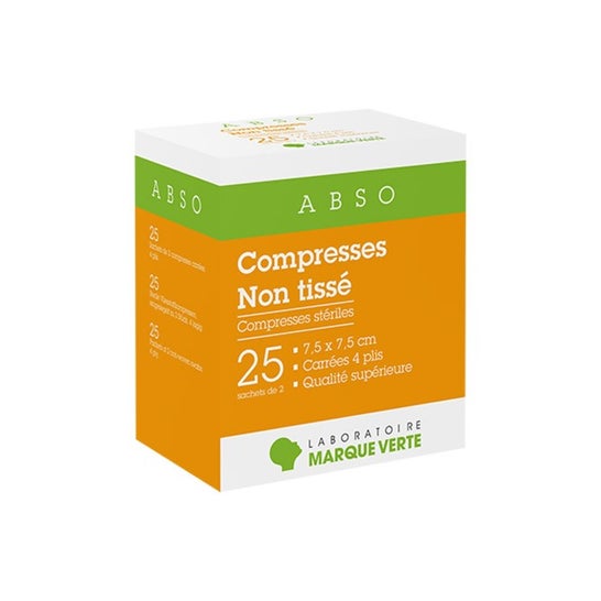 Marca Verde Compresas Absorbentes no Tejidas 7,5x7,5cm Bolsa 25x2uds