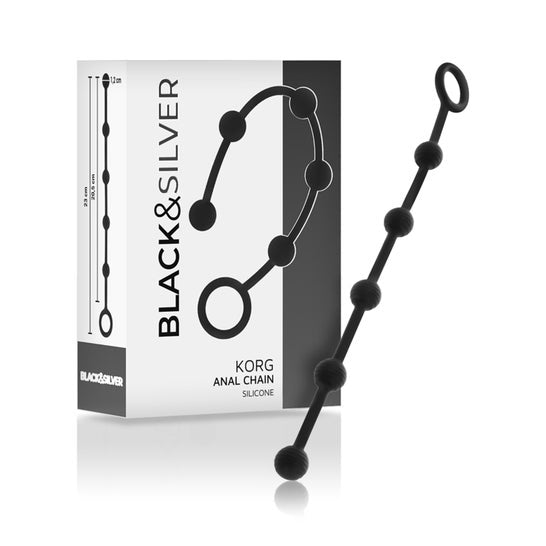Black&Silver Korg Cadena Anal Silicona 21cm 1ud