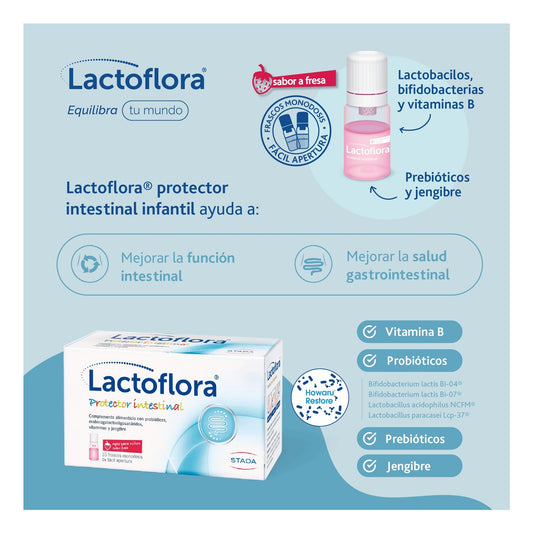 Lactoflora Protector Intestinal Niños Sabor Fresa 10 frascos