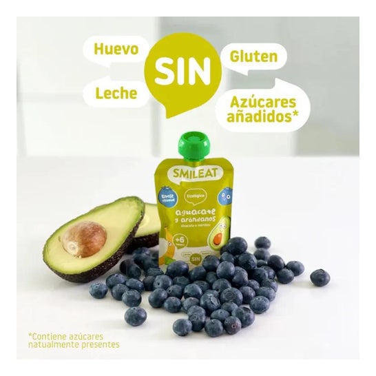 Smileat Pouch Ecológico de Aguacate y Arándanos 100g