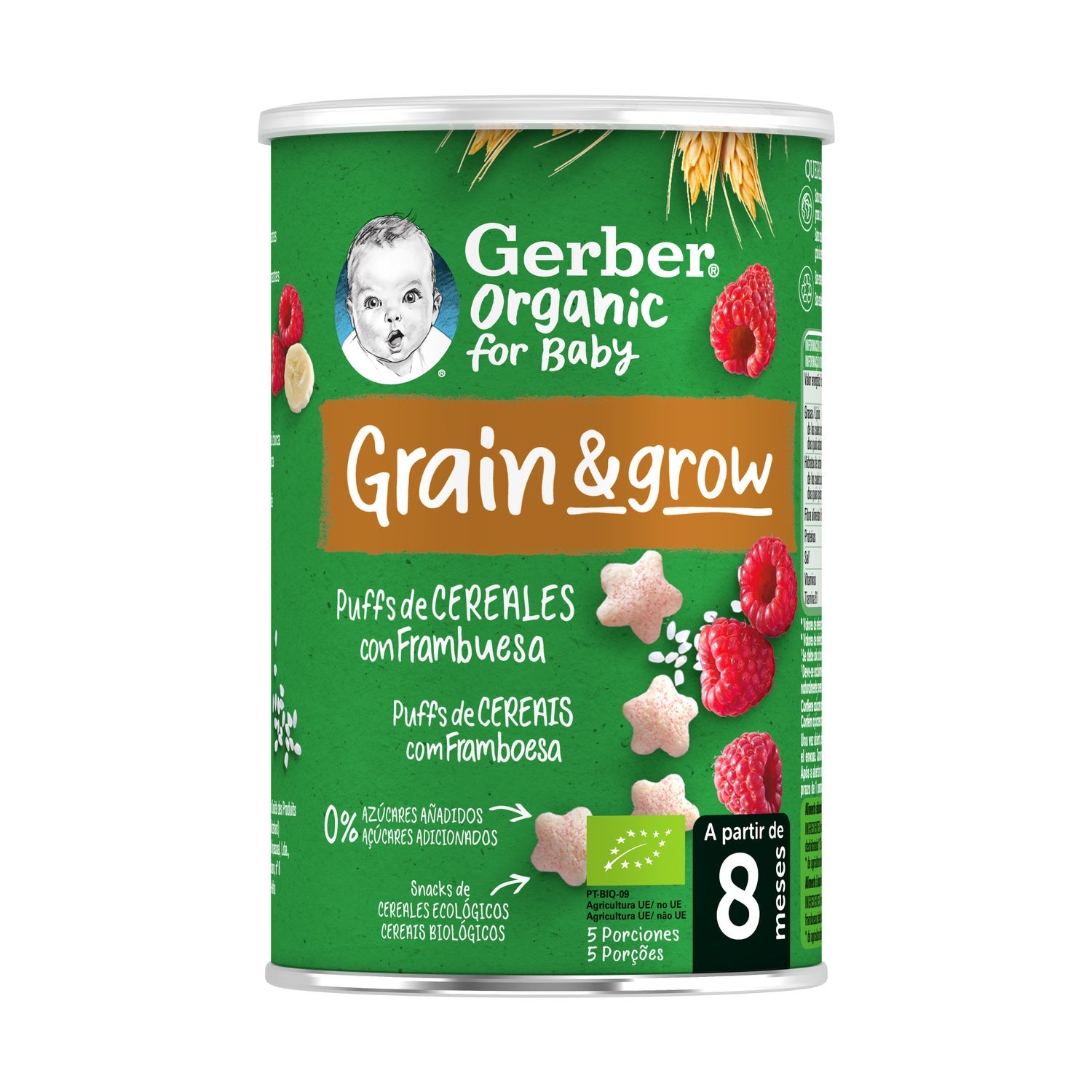 Gerber Organic Puffs Snacks de Cereales con Frambuesa 35g