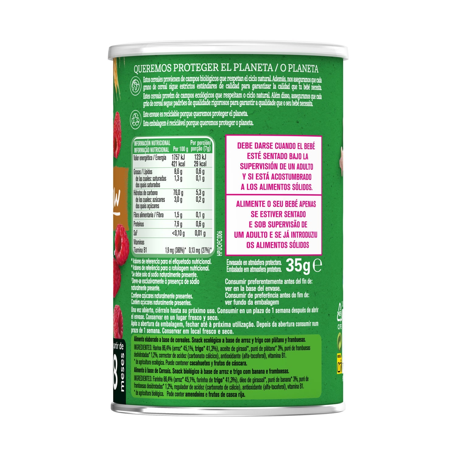 Gerber Organic Puffs Snacks de Cereales con Frambuesa 35g