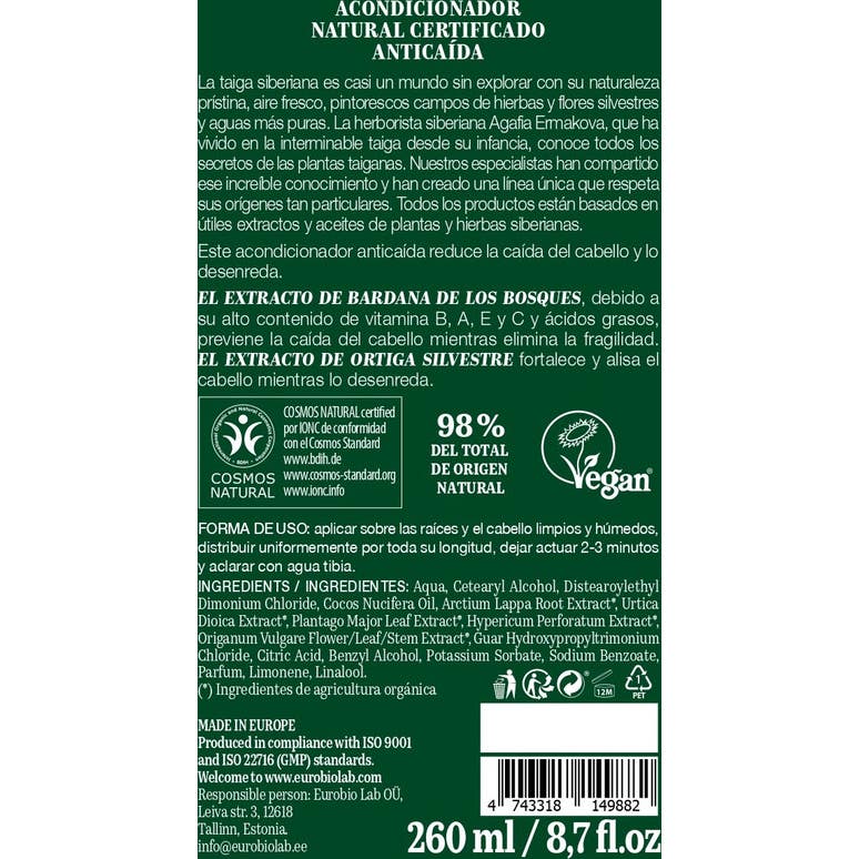 Green Agafia Acondicionador Capilar Natural Anticaída 260ml
