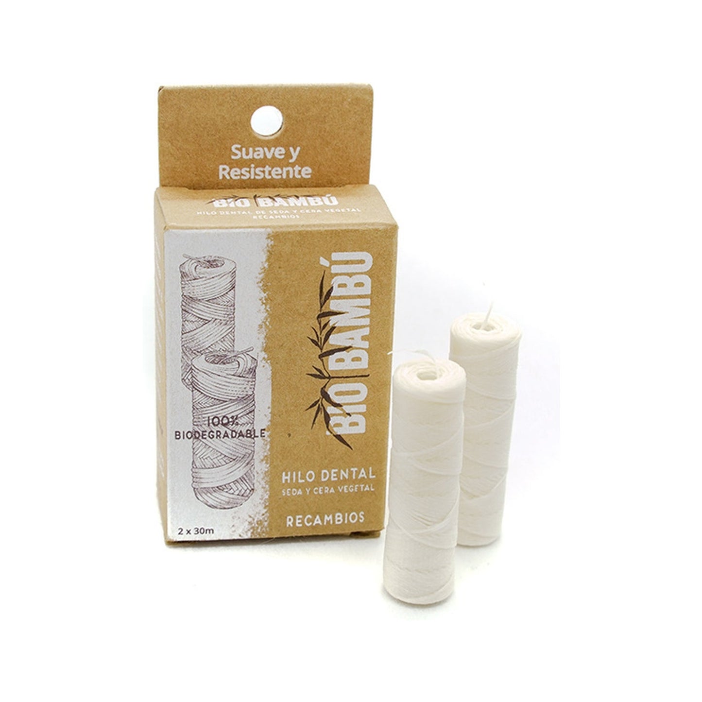 Biobambú Recambios Hilo Dental de Seda Natural 2x30m