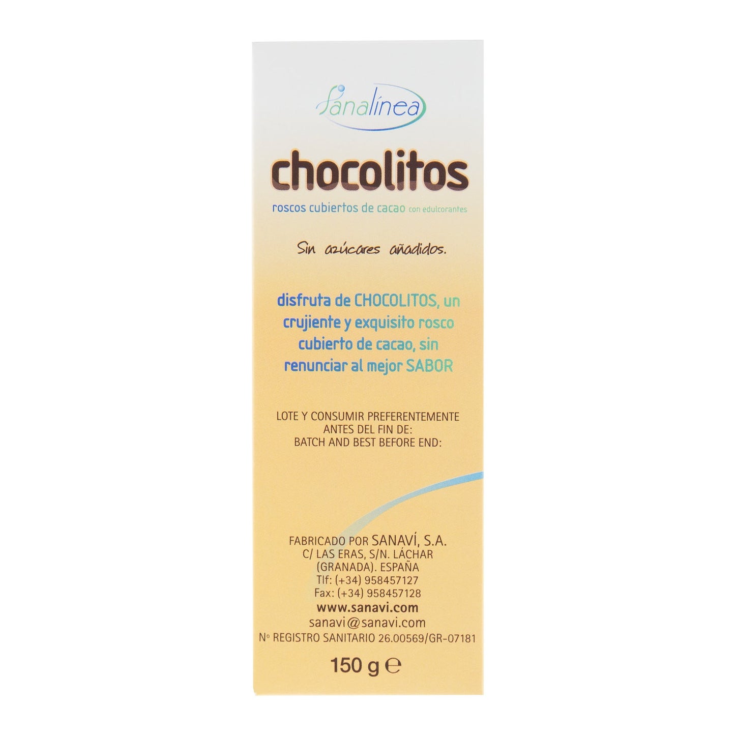 Sanavi Chocolitos sin Azúcar Bio 150 g