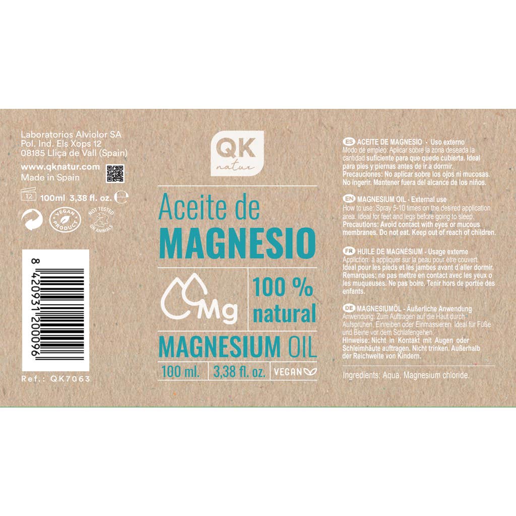 Qknatur Aceite Magnesio Spray 100% Puro 100ml