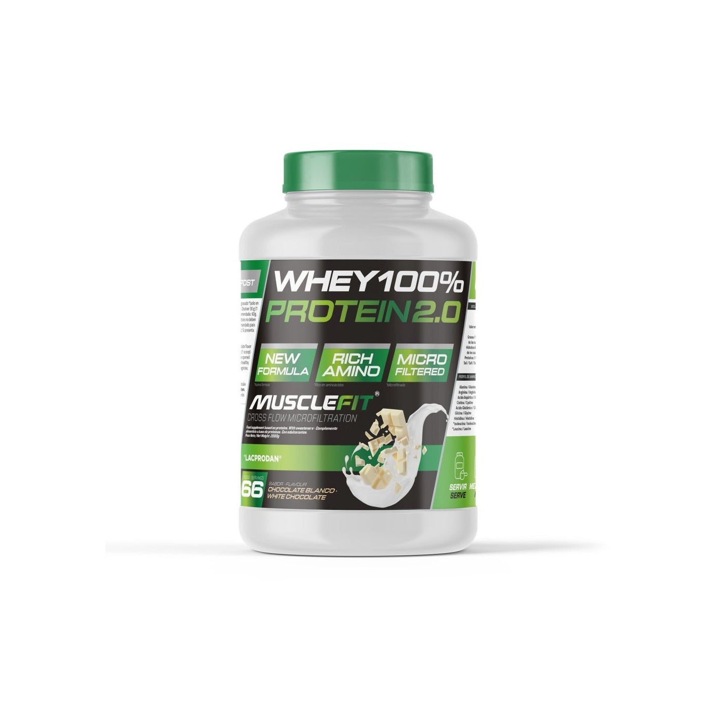 MuscleFit WHEY 100% Protein Creación de Músculo Sabor Chocolate Blanco 2kg