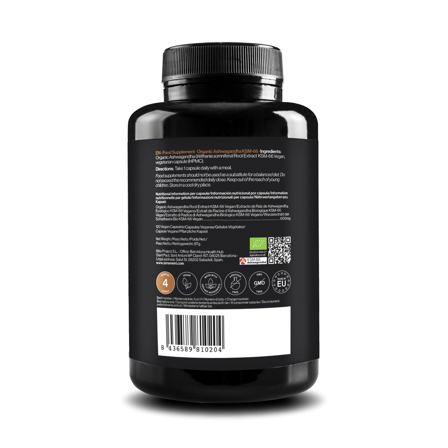 Zenement Ashwagandha Ecológica KSM-66 120vcaps