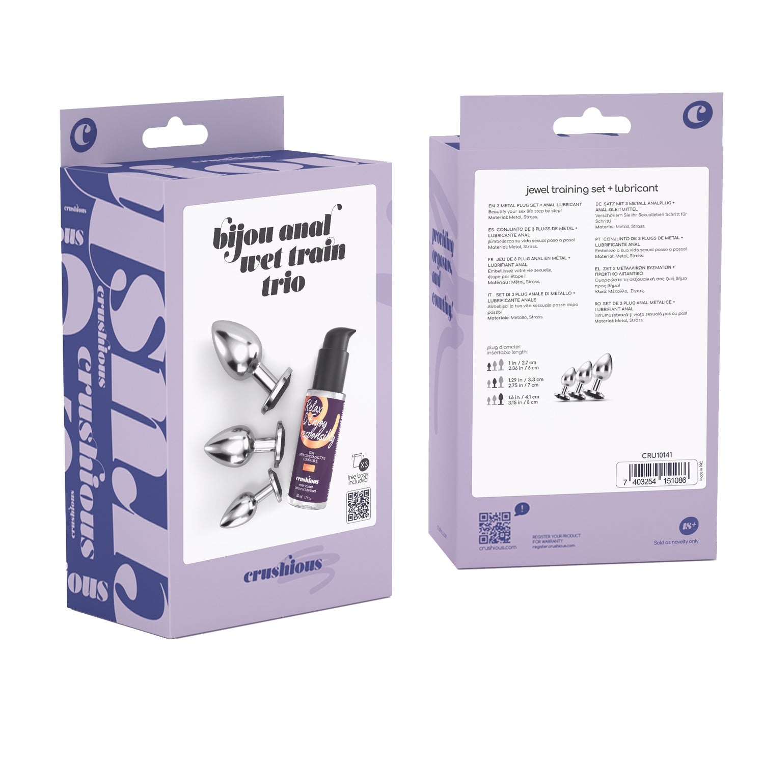 Crushious Set Bijou Anal Wet Train Trio Negro