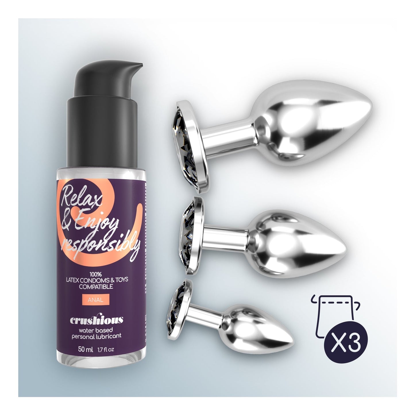 Crushious Set Bijou Anal Wet Train Trio Negro