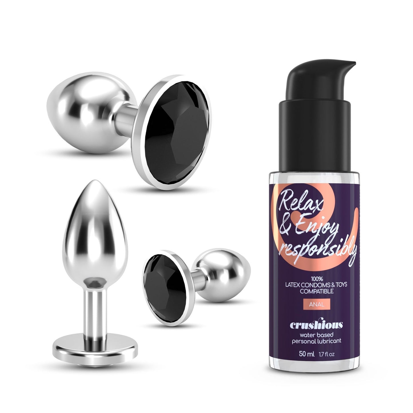 Crushious Set Bijou Anal Wet Train Trio Negro