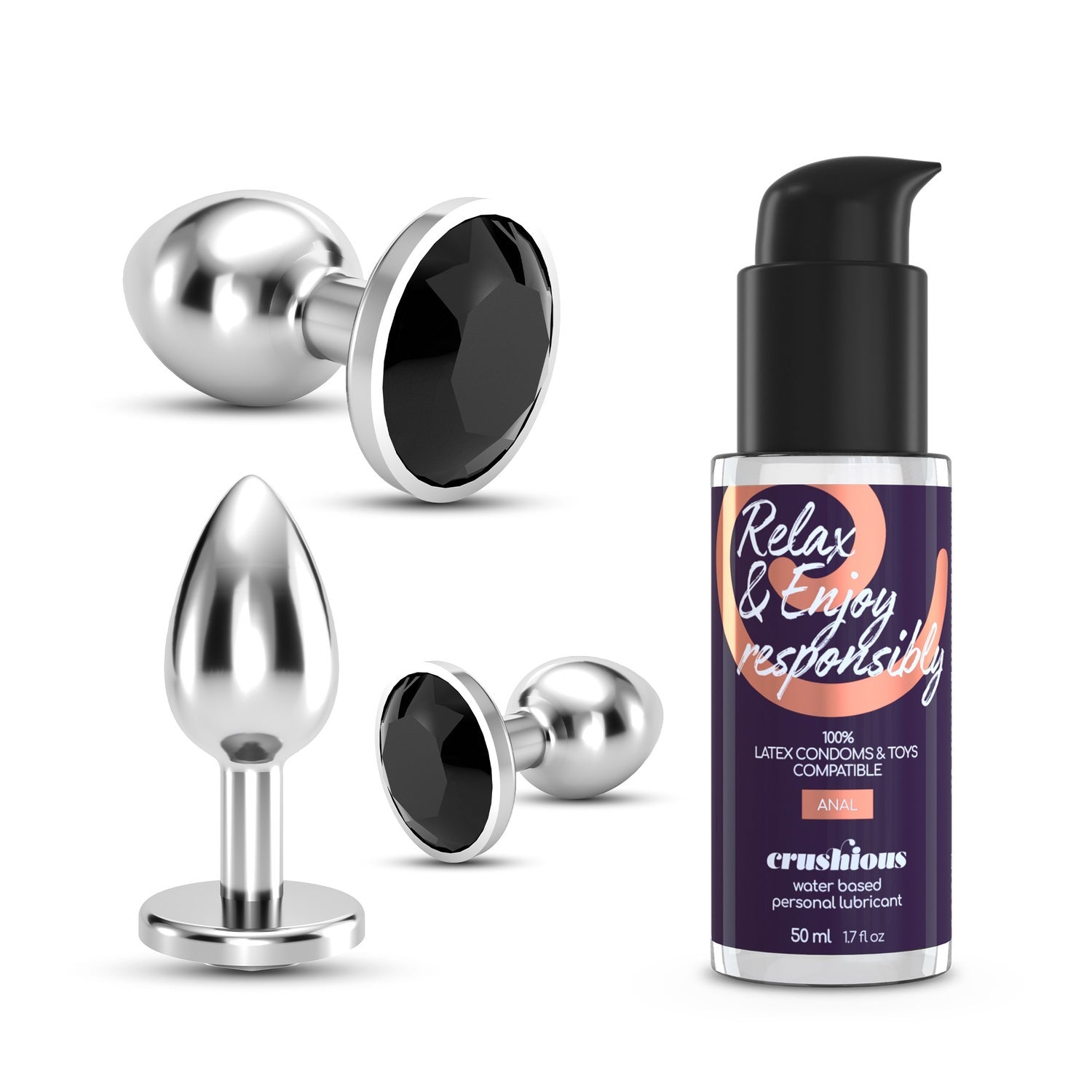 Crushious Set Bijou Anal Wet Train Trio Negro