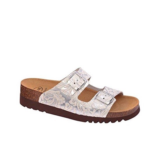 Scholl Regina Sandalia blanco plata talla 41