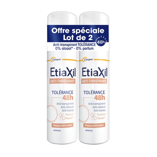 Etiaxil Anti-Transpirant Tolérance 48 H Peaux Délicates Aérosol 2 X150 ml