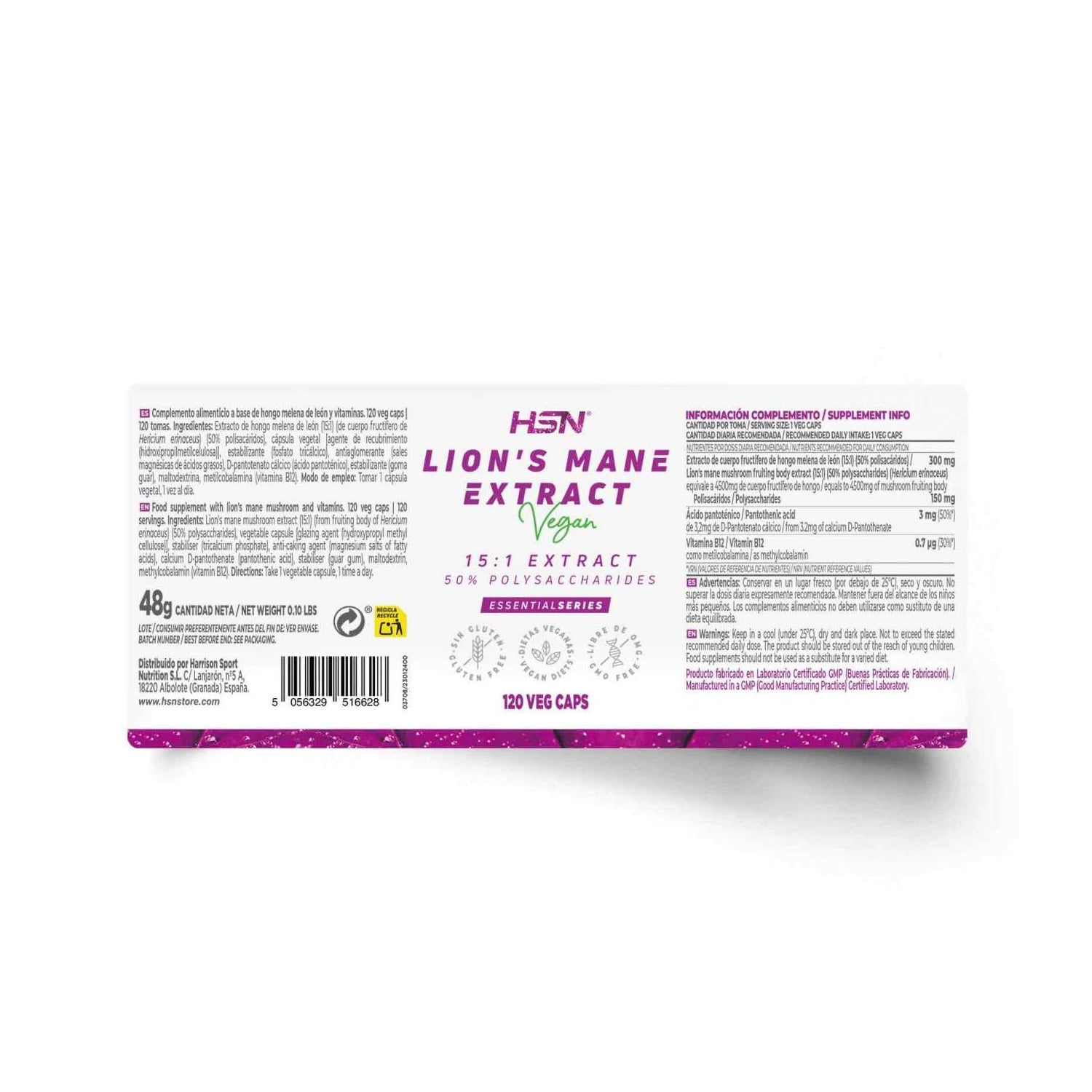 HSN Extracto de Melena de León 15:1 300mg 120vcaps