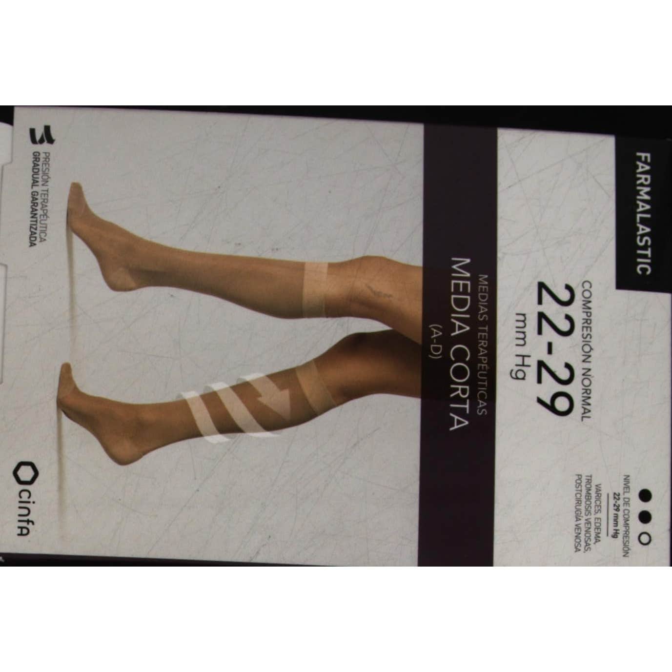 Farmalastic Media Corta (A-D) Compresión Normal T-Reina Plus Beige 1 Par