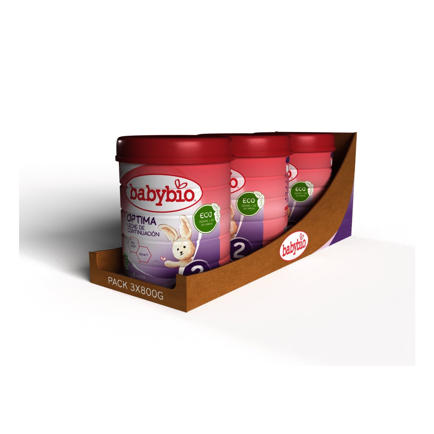 BabyBio Óptima 2 Leche de Continuación 3x800g