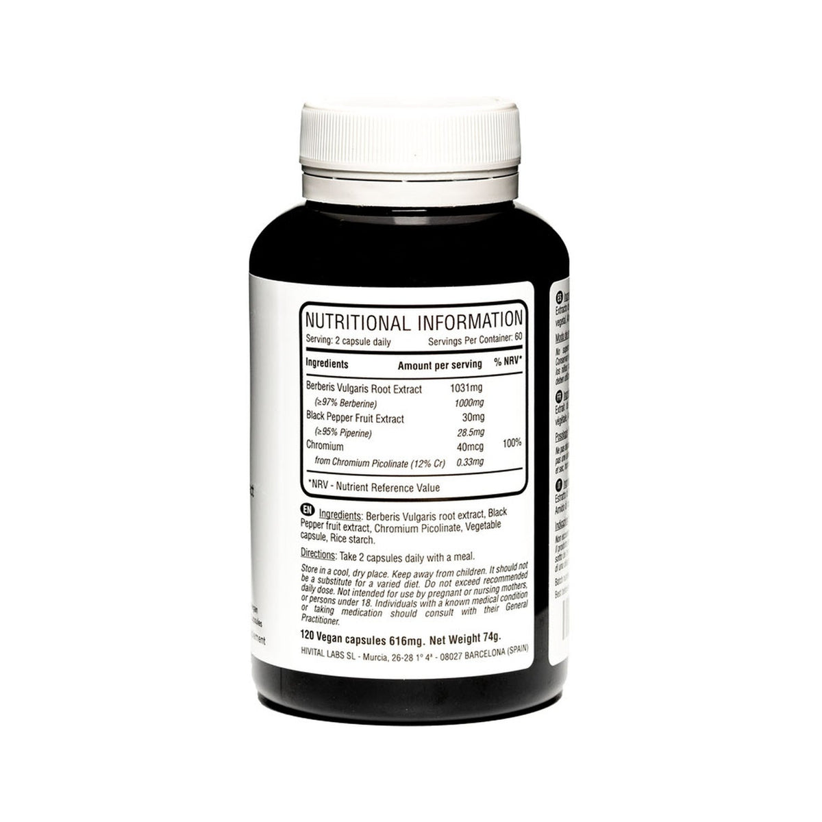 Hivital Foods Berberina 1000mg 120cáps veganas
