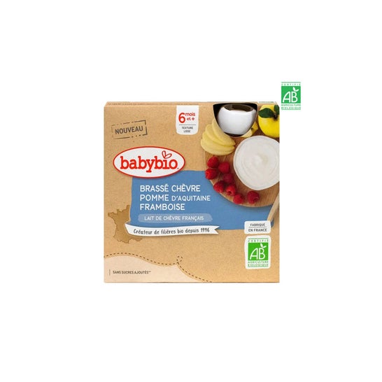 BabyBio Brassé Chèvre, Pomme, Framboise 4 x 85g