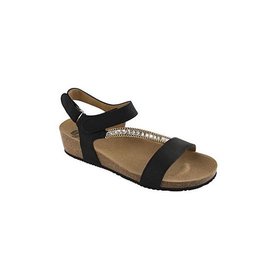 Scholl Sandalia Sbrilli Nubuck Perlas Negro Talla 36 1 Par