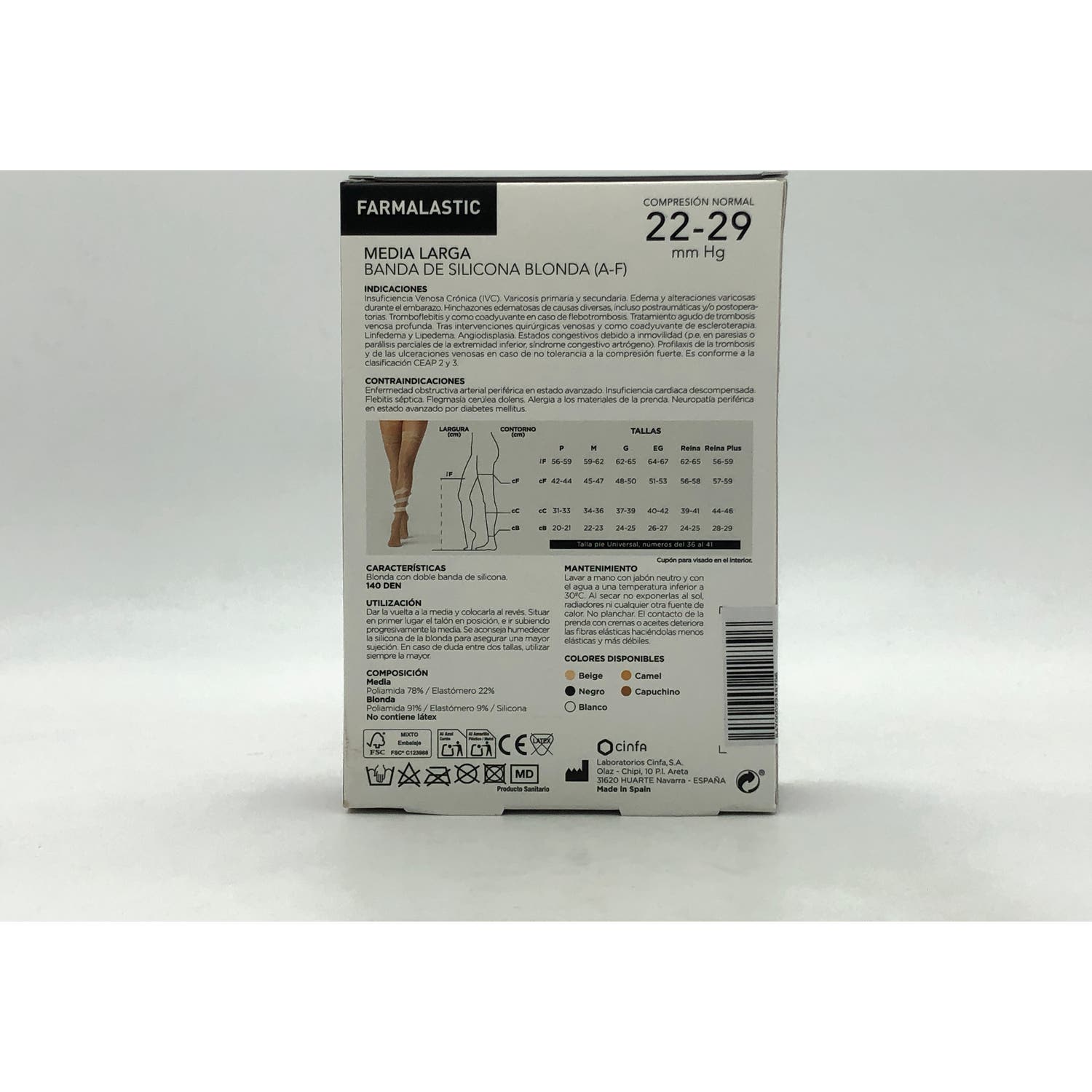 Farmalastic media larga blonda (A-F) comp. normal T-extra grande beige