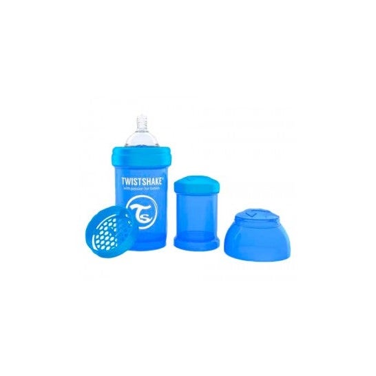 Twistshake biberón anticólicos color azul 180ml