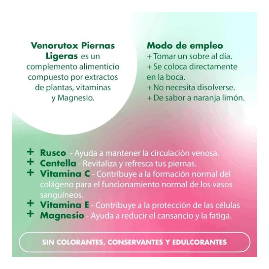 Venorutox Piernas Ligeras sabor naranja-limón 20uds