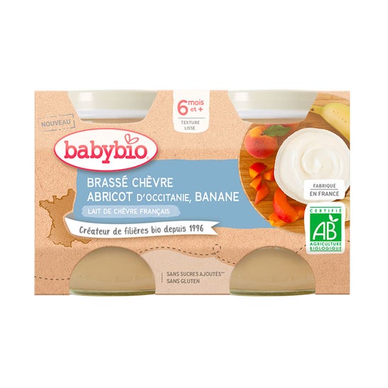 Babybio Brassé Chèvre, Abricot, Banane 2 X 130 g