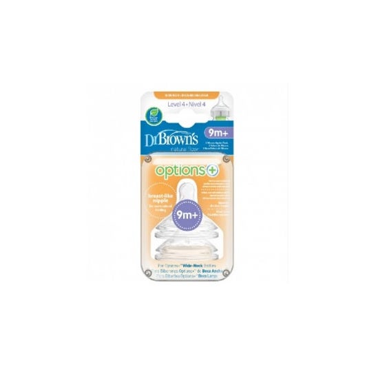 Dr Brown's Option + Tetina + Boca Ancha 9M 2uds