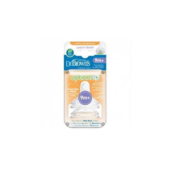 Dr Brown's Option + Tetina + Boca Ancha 9M 2uds