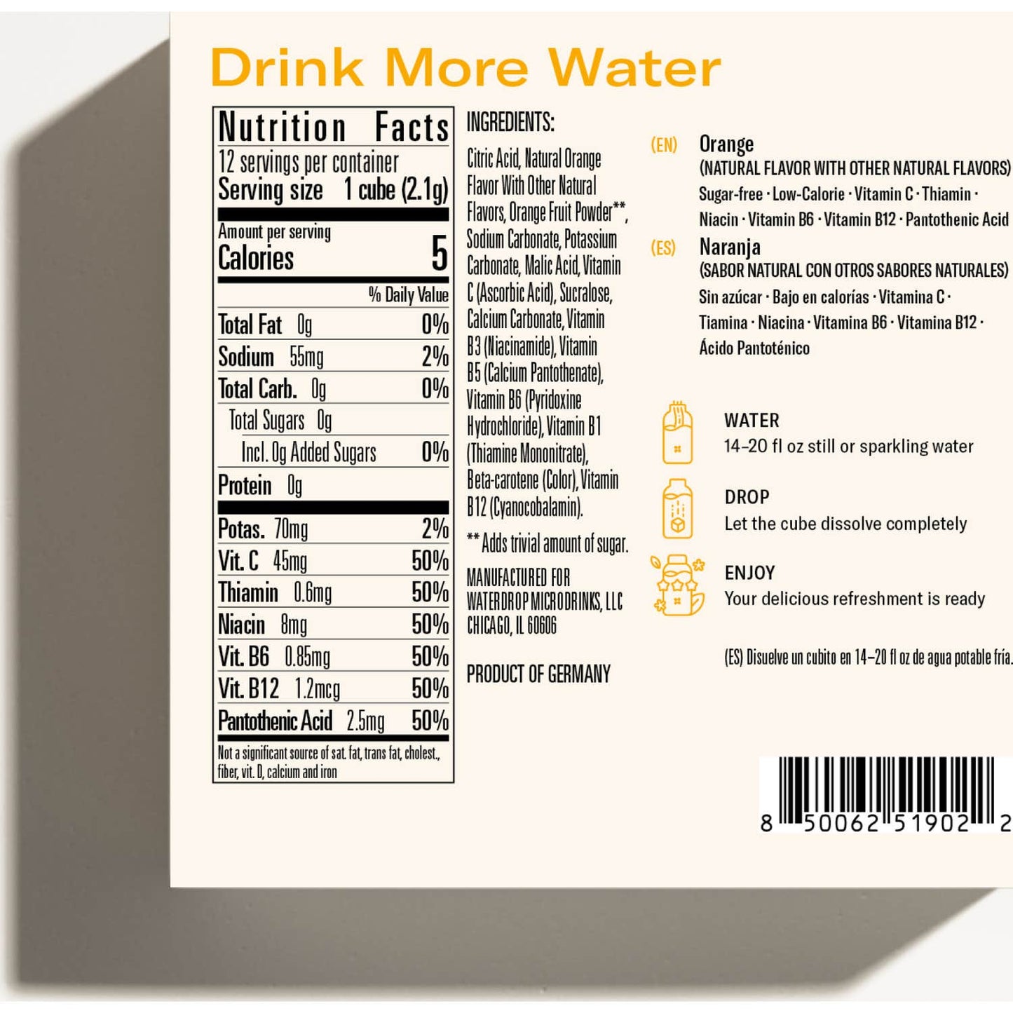 Waterdrop Microdrink Naranja 12x2.1 gr