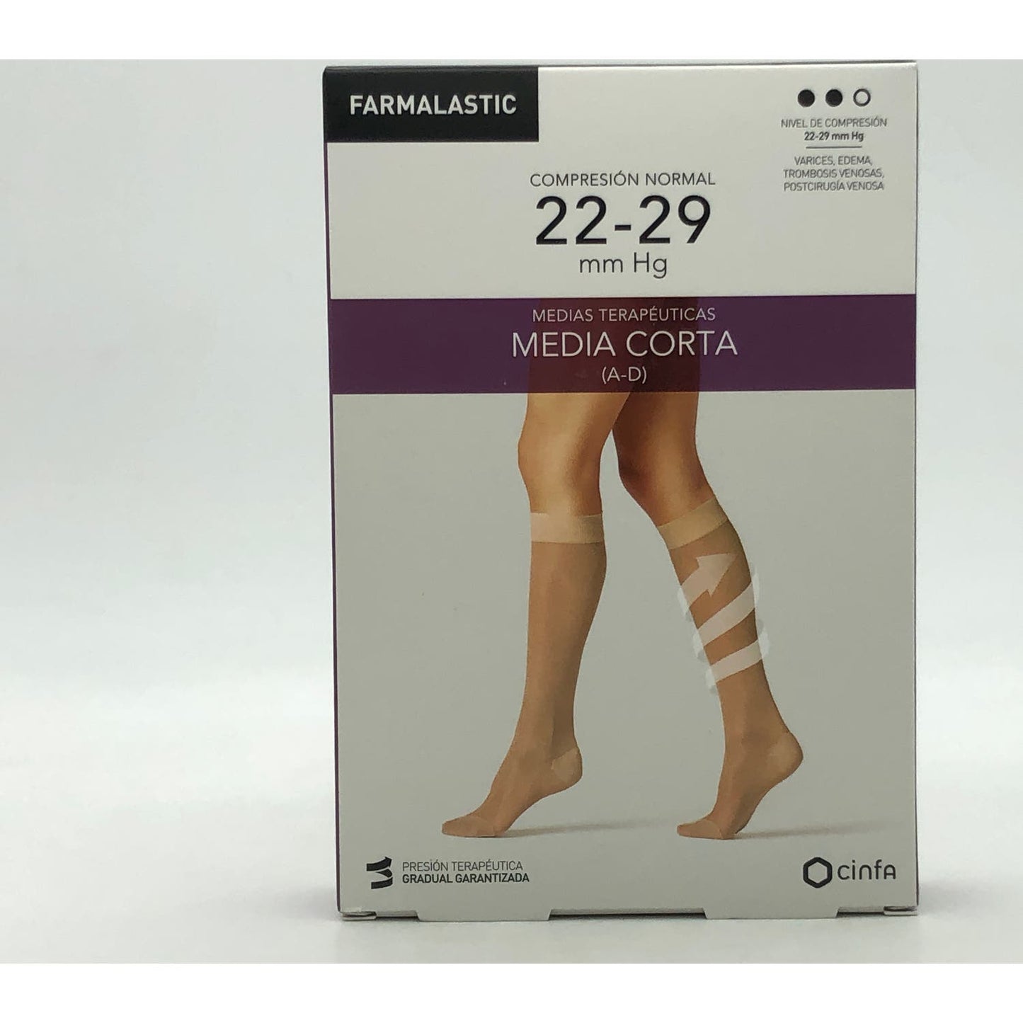 Farmalastic Media Corta (A-D) compresión normal T-extra grande negro 1 Par