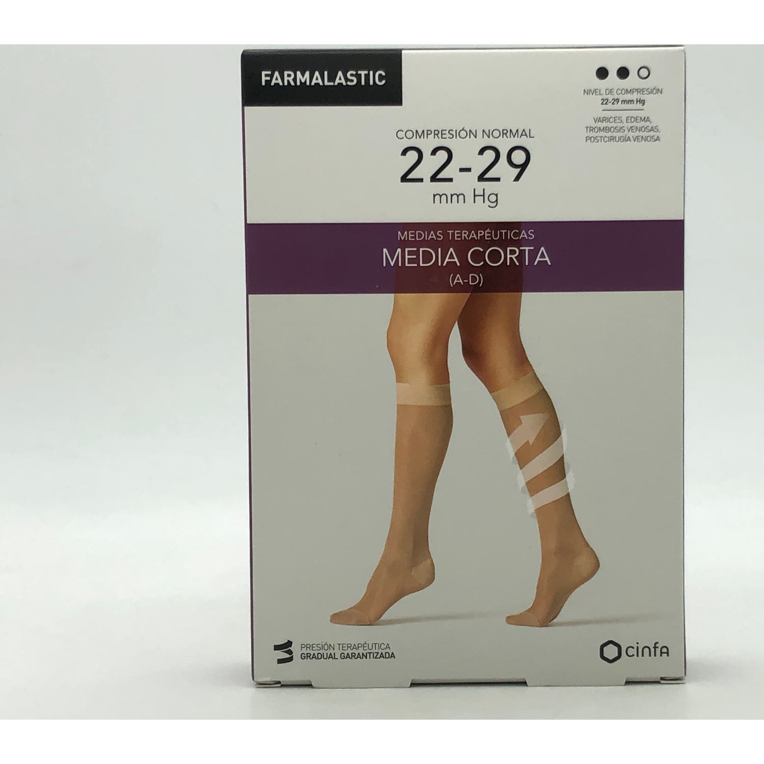 Farmalastic Media Corta (A-D) compresión normal T-extra grande negro 1 Par