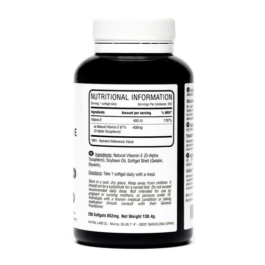 Hivital Foods Vitamina E Natural 400 UI 200 perlas (6 meses)