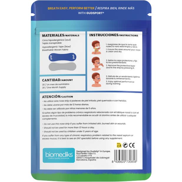Gudslip Gudsport +Aire Tiras Nasales Azul 30uds