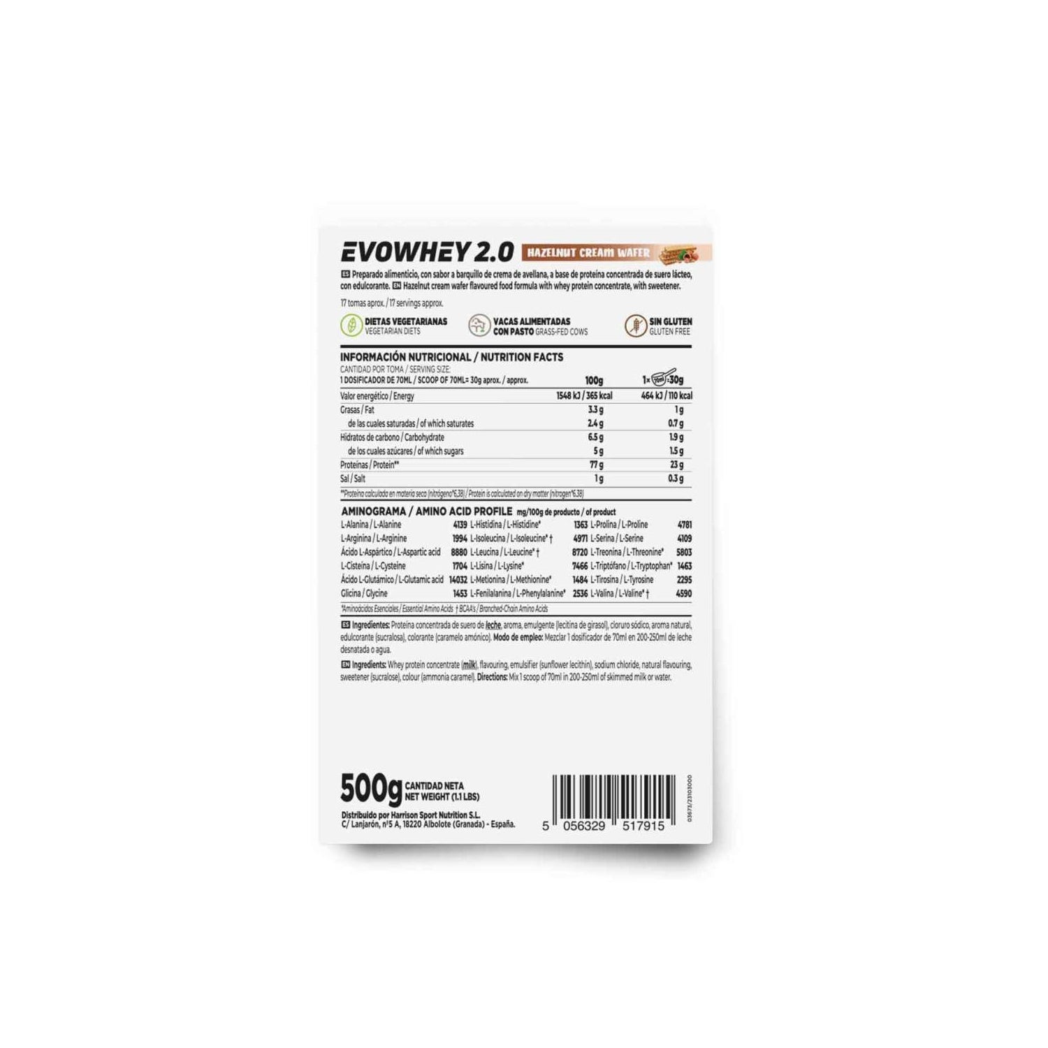 HSN Evowhey Protein Barquillo de Crema de Avellana 500g